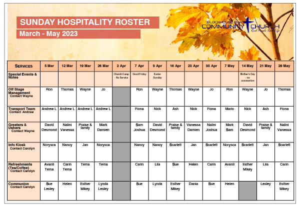 Hospitality Roster Mar-May 2023