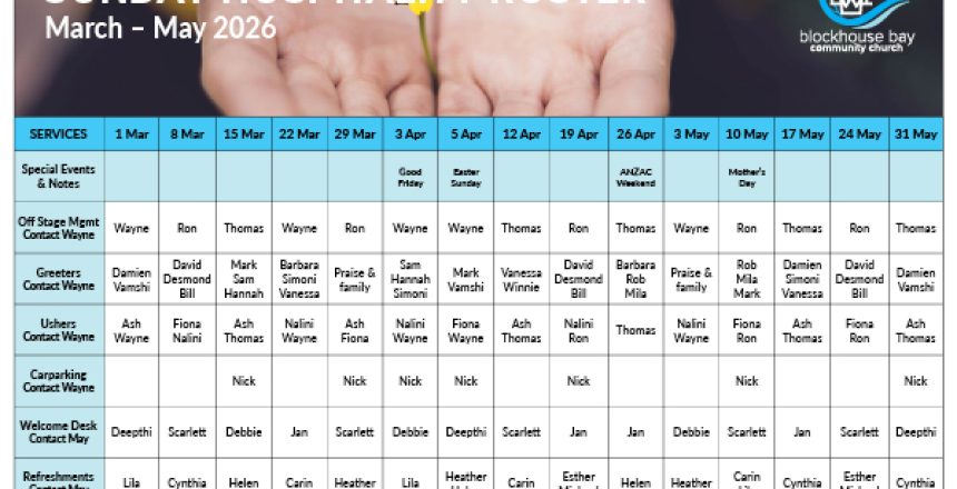 Hospitality Roster Mar-May 2026